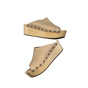 KDB Kelsi Dagger Brooklyn Wooden Platform Studded Slides